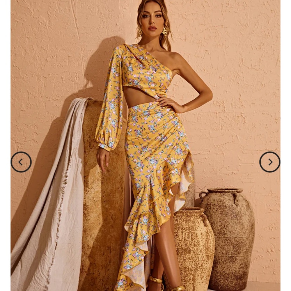 Yellow floral formal dress